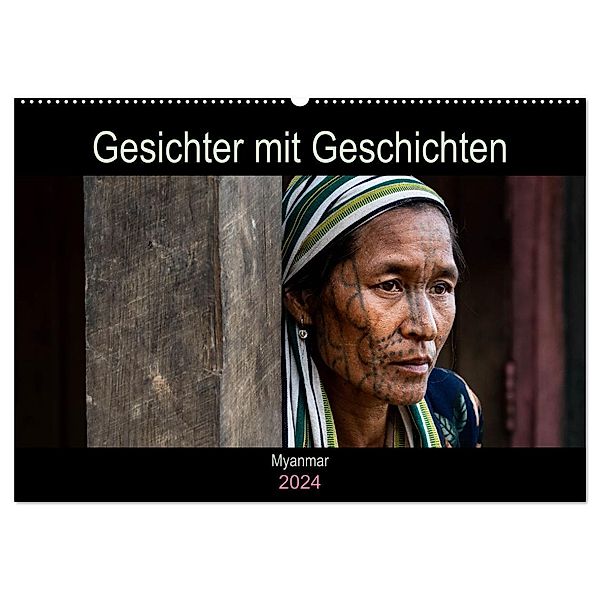 Gesichter mit Geschichten - Myanmar (Wandkalender 2024 DIN A2 quer), CALVENDO Monatskalender, Gabi Steiner