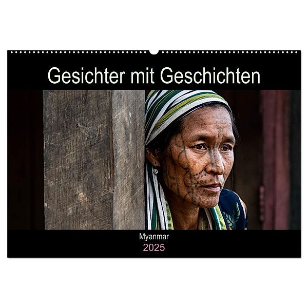Gesichter mit Geschichten - Myanmar (Wandkalender 2025 DIN A2 quer), CALVENDO Monatskalender, Calvendo, Gabi Steiner