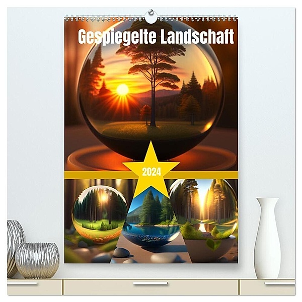 Gespiegelte Landschaft (hochwertiger Premium Wandkalender 2024 DIN A2 hoch), Kunstdruck in Hochglanz, franky58