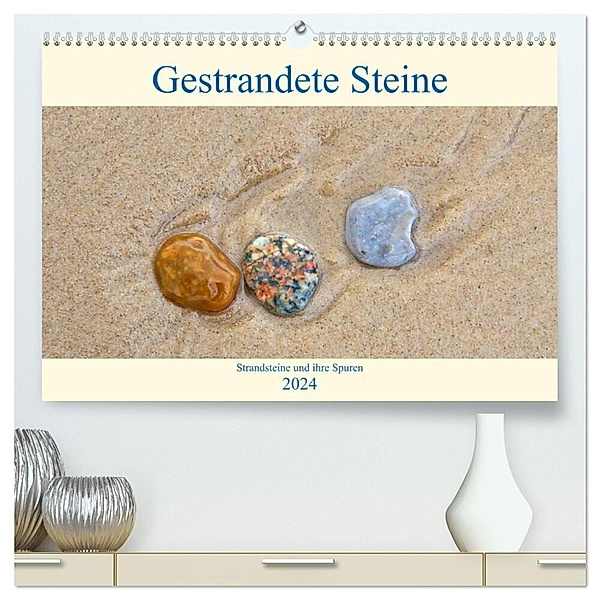 Gestrandete Steine (hochwertiger Premium Wandkalender 2024 DIN A2 quer), Kunstdruck in Hochglanz, Clemens Stenner