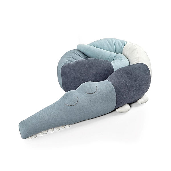 Sebra Gestricktes Kissen SLEEPY CROC in powder blue