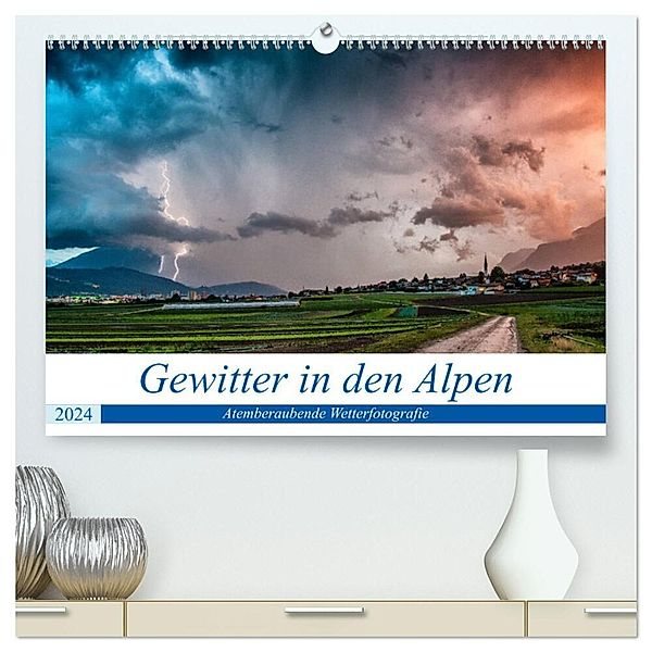 Gewitter in den Alpen (hochwertiger Premium Wandkalender 2024 DIN A2 quer), Kunstdruck in Hochglanz, Danijel Jovanovic