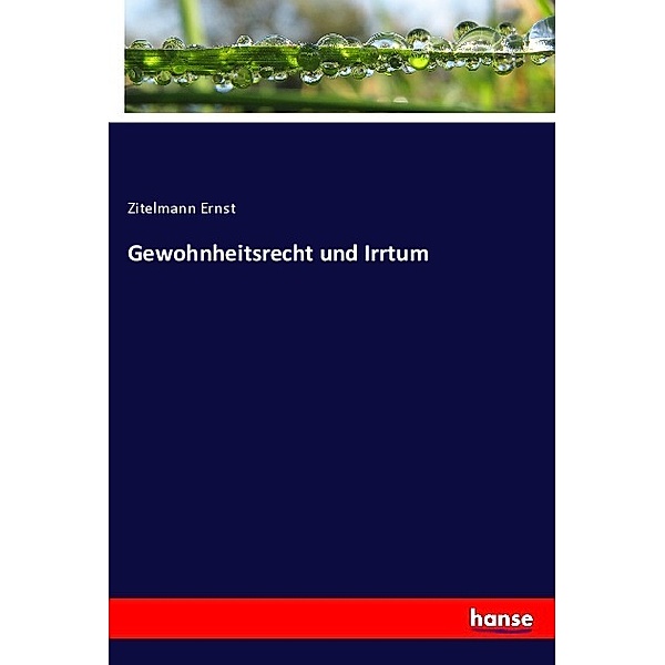 Gewohnheitsrecht und Irrtum, Zitelmann Ernst