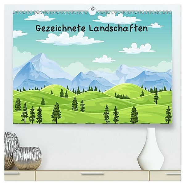 Gezeichnete Landschaften (hochwertiger Premium Wandkalender 2024 DIN A2 quer), Kunstdruck in Hochglanz, Gabi Wolf