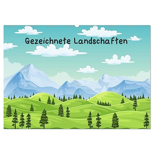 Gezeichnete Landschaften (Wandkalender 2024 DIN A2 quer), CALVENDO Monatskalender, Gabi Wolf