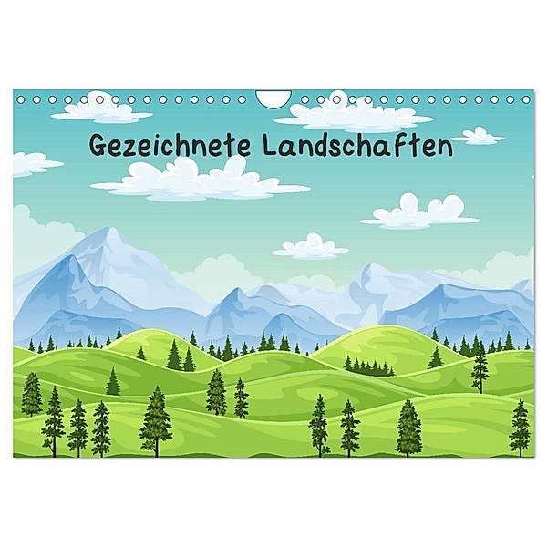 Gezeichnete Landschaften (Wandkalender 2024 DIN A4 quer), CALVENDO Monatskalender, Gabi Wolf