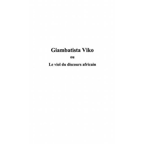 Giambatista Viko ou Le viol du discours africain / Hors-collection, Georges Ngal