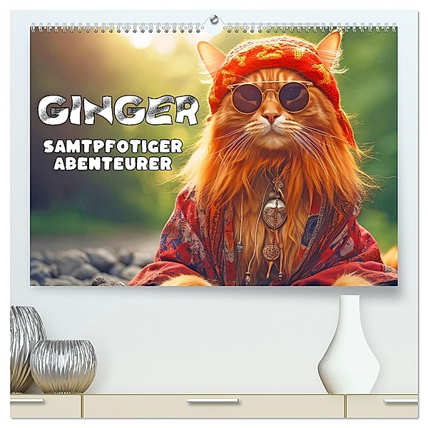 Ginger - Samtpfotiger Abenteurer (hochwertiger Premium Wandkalender 2025 DIN A2 quer), Kunstdruck in Hochglanz, Calvendo, Liselotte Brunner-Klaus