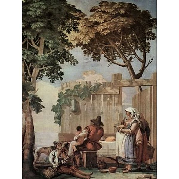 Giovanni Domenico Tiepolo - Fresken in der Villa Vallmarana, Vicenca, Szene: Bauernfamilie beim Mahl - 2.000 Teile (Puzz