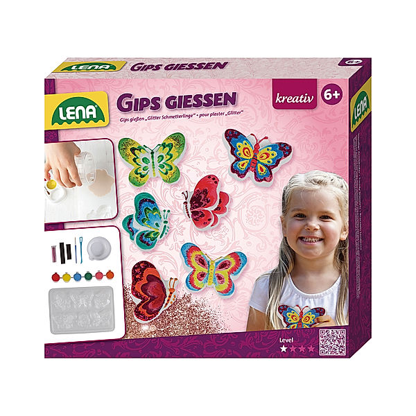 LENA® Gips-Bastelset  GLITTER in pink