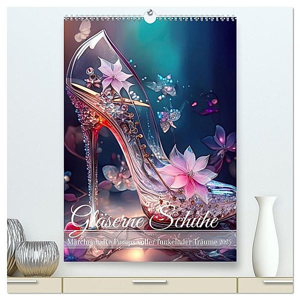 Gläserne Schuhe - Märchenhafte Pumps voller funkelnder Träume (hochwertiger Premium Wandkalender 2025 DIN A2 hoch), Kunstdruck in Hochglanz, Calvendo, Fotodesign Verena Scholze