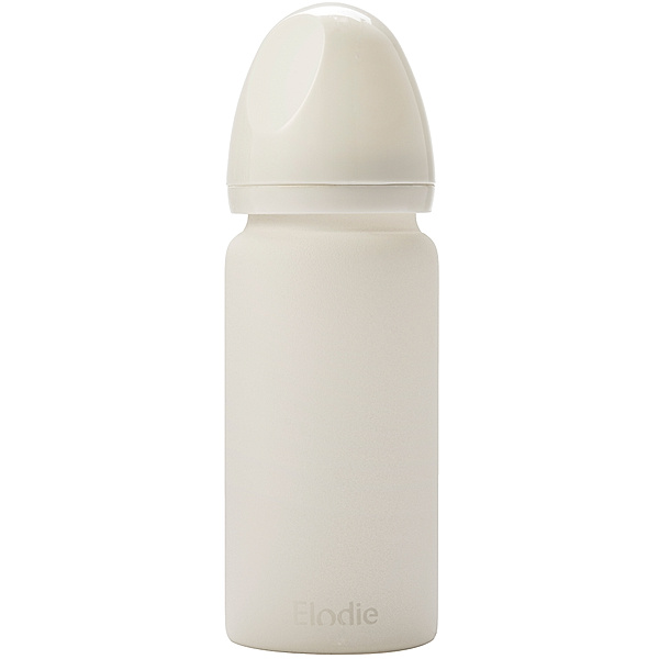 Elodie Details Glas-Babyflasche HUNGRY (250ml) in vanilla white