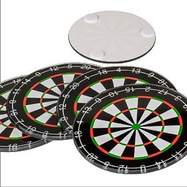 Glas-Untersetzer Motiv Dartscheibe, 4er Set