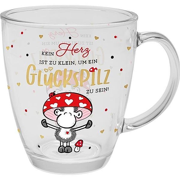 Glastasse Kein Herz ist zu klein, um ein Glückspilz zu sein