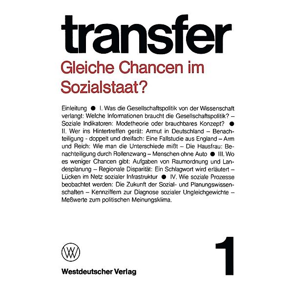 Gleiche Chancen im Sozialstaat?, Carl Böhret, Garry D. Brewer, Ronald D. Brunner, Herbert Ehrenberg, Klaus Liepelt, Erika Spiegel, Günter Struve