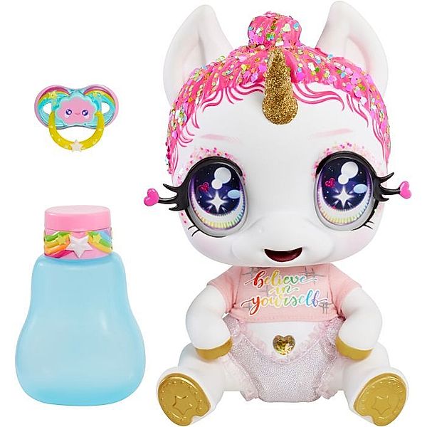 MGA Entertainment Glitter Babyz Unicorn Doll- White Rainbow  (Lunita Sky)