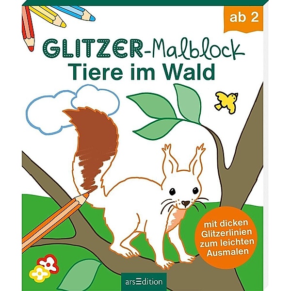 Glitzer-Malblock - Tiere im Wald