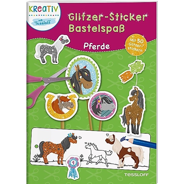 Glitzer-Sticker Bastelspaß. Pferde