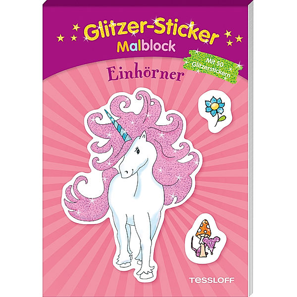 Glitzer-Sticker Malblock Einhörner