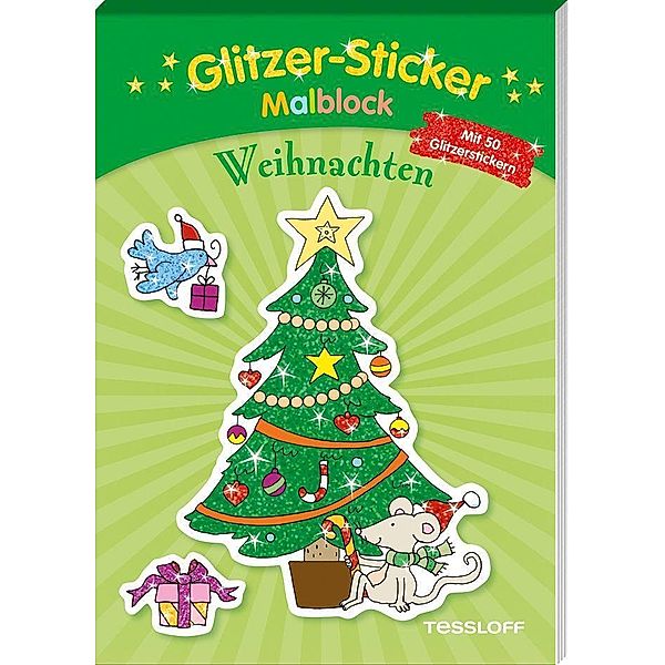 Glitzer-Sticker Malblock. Weihnachten