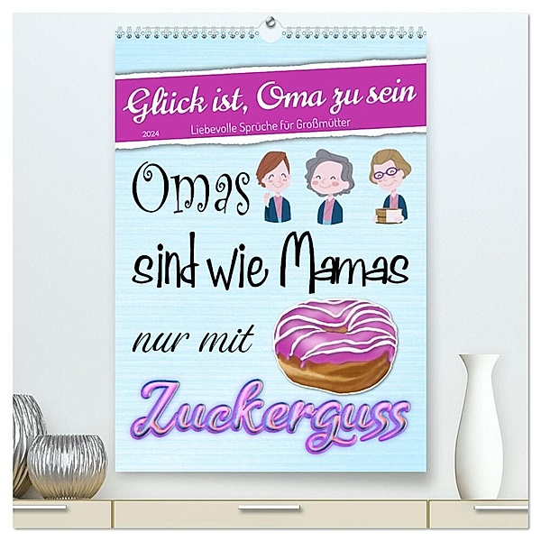 Glück ist, Oma zu sein (hochwertiger Premium Wandkalender 2024 DIN A2 hoch), Kunstdruck in Hochglanz, Sabine Löwer