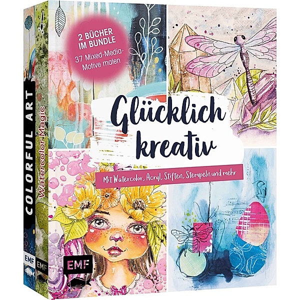 Glücklich kreativ - Zwei Bücher im Bundle: 37 Mixed-Media-Motive malen, Susanne Rose, Andrea Gomoll-Wünsche