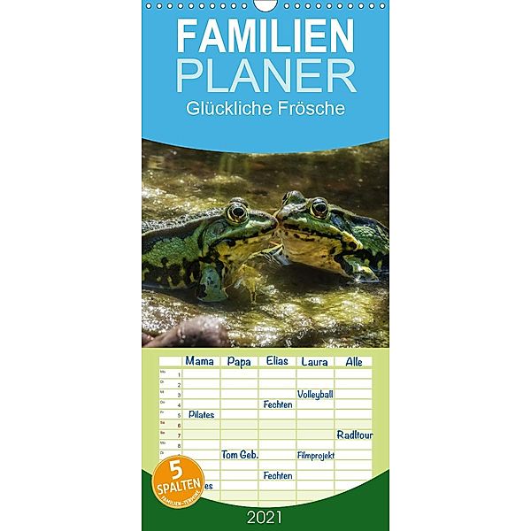 Glückliche Frösche - Familienplaner hoch (Wandkalender 2021 , 21 cm x 45 cm, hoch), Kathrin Gawlik