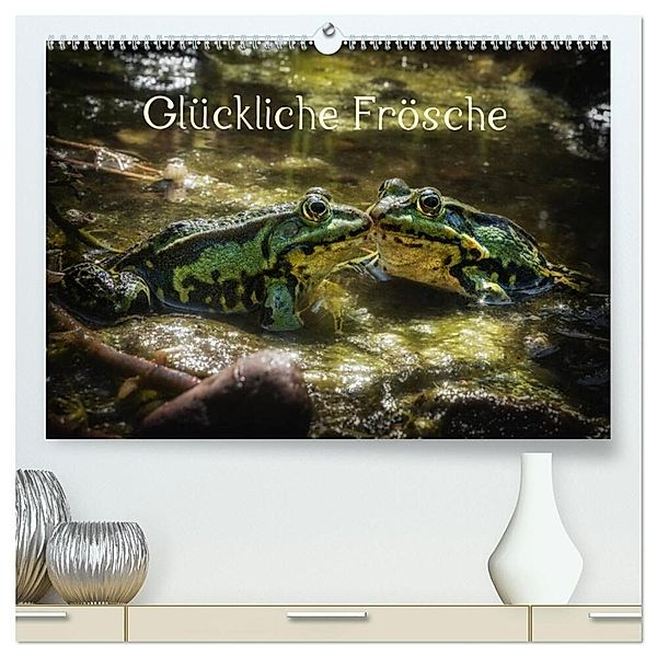 Glückliche Frösche (hochwertiger Premium Wandkalender 2024 DIN A2 quer), Kunstdruck in Hochglanz, Kathrin Gawlik