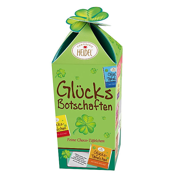 Glücks Botschaften Geschenkbox mit Schoko-Täfelchen (75 g Vollmilchschokolade)