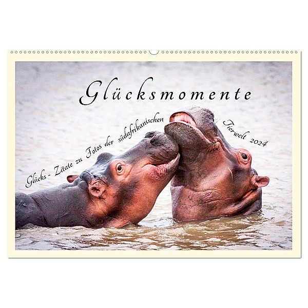 Glücksmomente Glücks-Zitate zu Fotos der großartigen südafrikanischen Tierwelt (Wandkalender 2024 DIN A2 quer), CALVENDO Monatskalender, Lebensfreude Innere Stärke