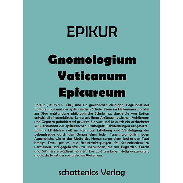 Gnomologium Vaticanum Epicureum, Epikur von Samos