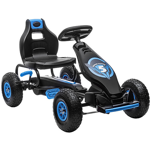 Homcom Go Kart mit verstellbarem Schalensitz (Farbe: blau, schwarz)
