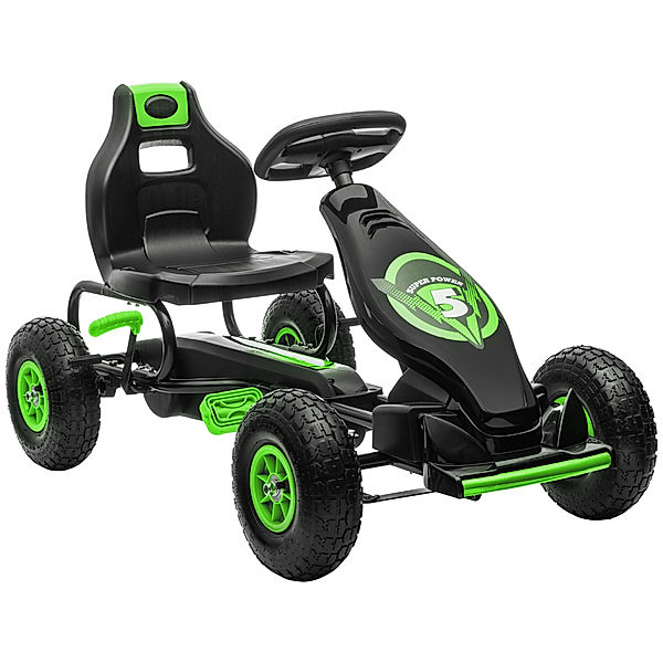 Homcom Go Kart mit verstellbarem Schalensitz (Farbe: schwarz, grün)