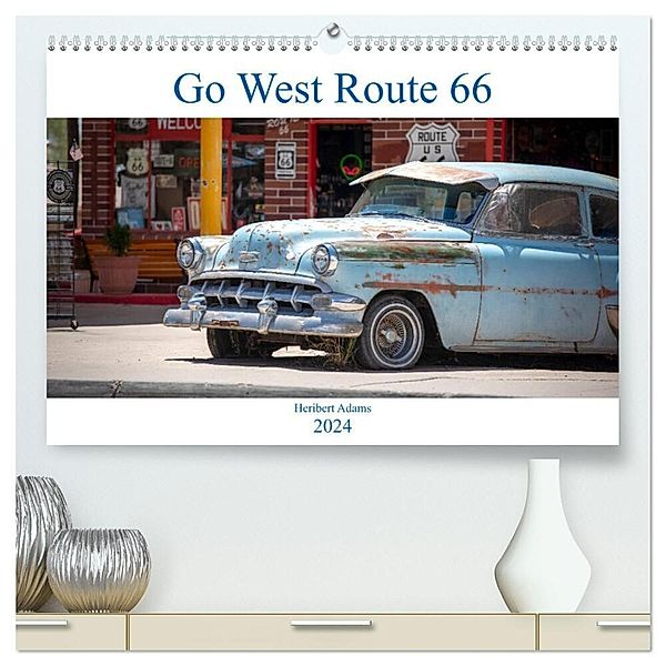 Go west Route 66 (hochwertiger Premium Wandkalender 2024 DIN A2 quer), Kunstdruck in Hochglanz, Heribert Adams www.foto-you.de