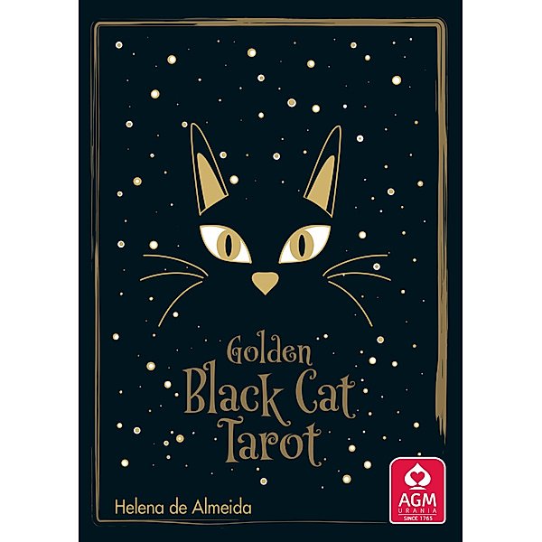 Golden Black Cat Tarot - High quality slip lid box with gold foil, m. 1 Buch, m. 78 Beilage, Helena de Almeida