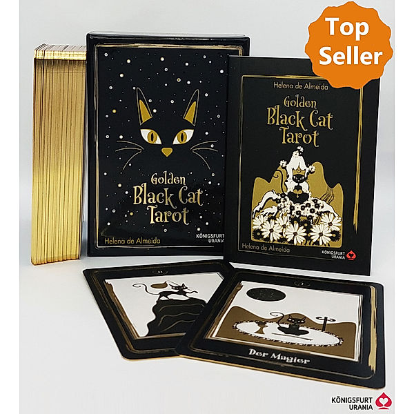 Golden Black Cat Tarot - Hochwertige Stülpdeckelschachtel mit Goldfolie, Helena de Almeida