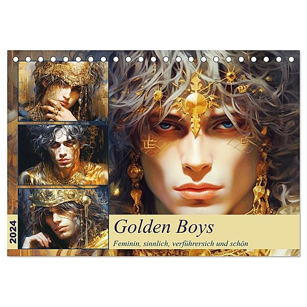 Golden Boys. Feminin, sinnlich, verführersich und schön (Tischkalender 2024 DIN A5 quer), CALVENDO Monatskalender, Rose Hurley