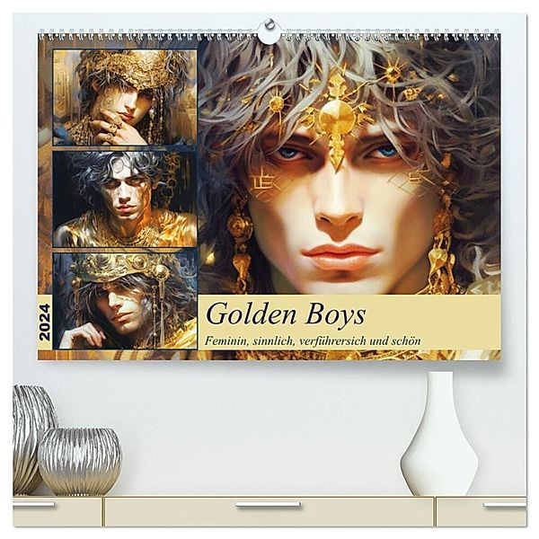 Golden Boys. Feminin, sinnlich, verführersich und schön (hochwertiger Premium Wandkalender 2024 DIN A2 quer), Kunstdruck in Hochglanz, Rose Hurley
