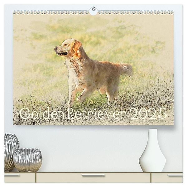 Golden Retriever 2025 (hochwertiger Premium Wandkalender 2025 DIN A2 quer), Kunstdruck in Hochglanz, Calvendo, Andrea Redecker