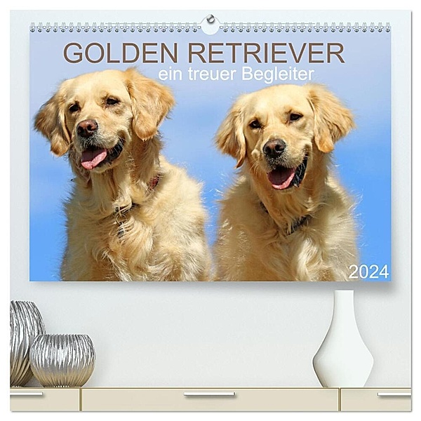 Golden Retriever ein treuer Begleiter (hochwertiger Premium Wandkalender 2024 DIN A2 quer), Kunstdruck in Hochglanz, Schnellewelten