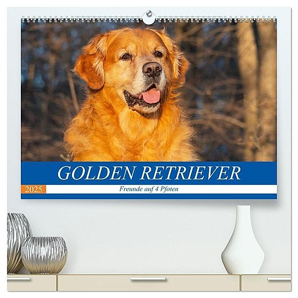 Golden Retriever - Freunde auf 4 Pfoten (hochwertiger Premium Wandkalender 2025 DIN A2 quer), Kunstdruck in Hochglanz, Calvendo, Sigrid Starick