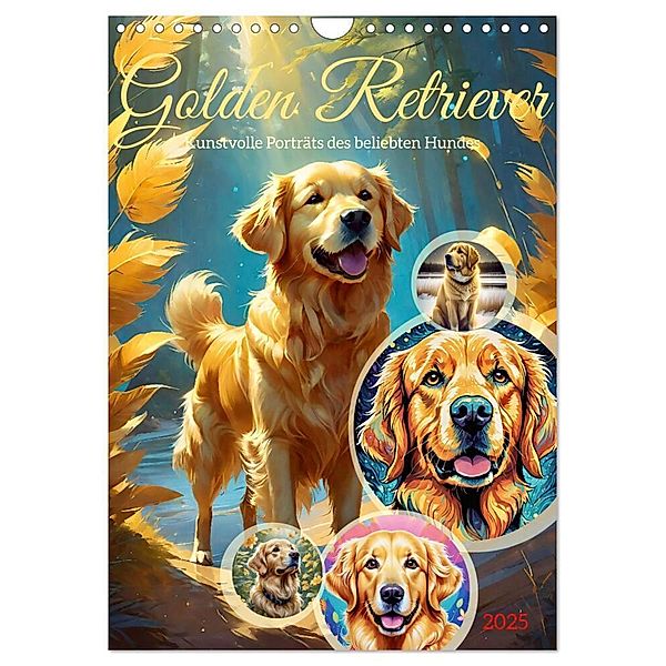 Golden Retriever. Kunstvolle Porträts des beliebten Hundes (Wandkalender 2025 DIN A4 hoch), CALVENDO Monatskalender, Calvendo, Steffani Lehmann