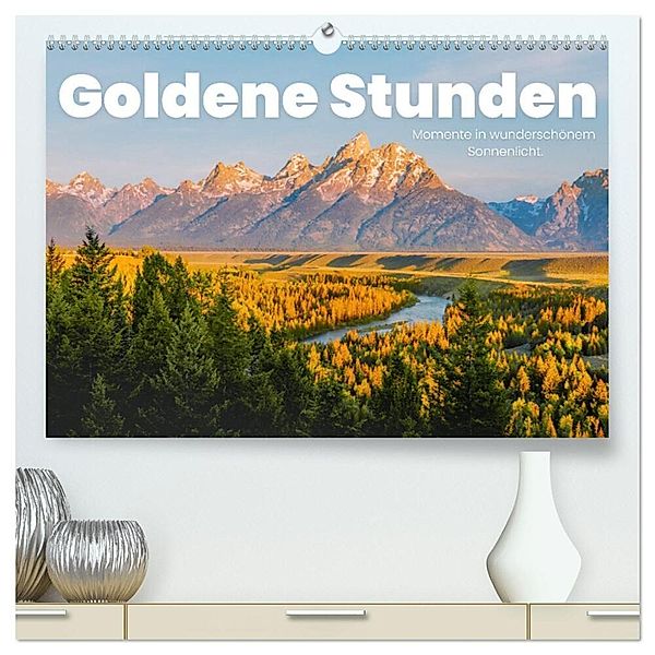 Goldene Stunden - Momente in wunderschönem Sonnenlicht. (hochwertiger Premium Wandkalender 2024 DIN A2 quer), Kunstdruck in Hochglanz, SF