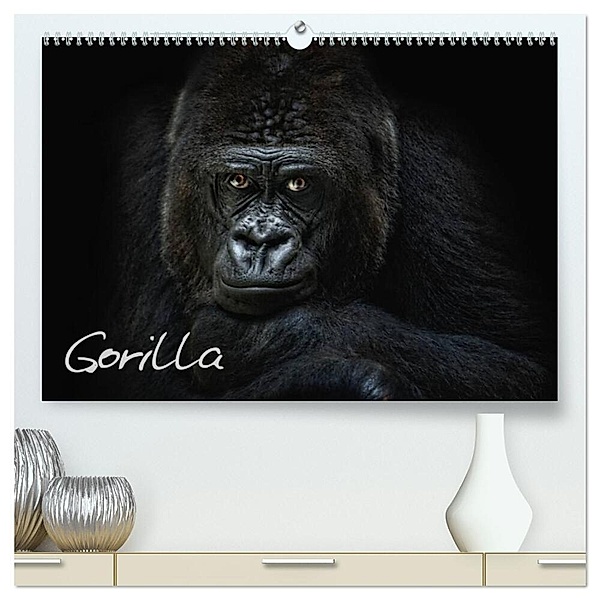 Gorilla (hochwertiger Premium Wandkalender 2024 DIN A2 quer), Kunstdruck in Hochglanz, Joachim Pinkawa / Jo.PinX