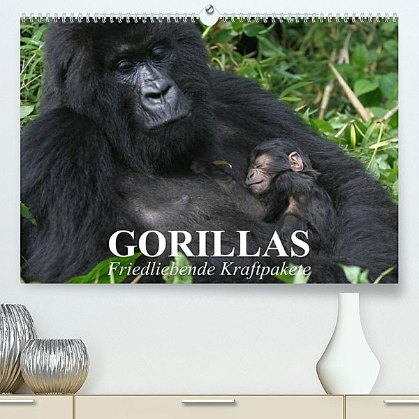 Gorillas. Friedliebende Kraftpakete (Premium, hochwertiger DIN A2 Wandkalender 2023, Kunstdruck in Hochglanz), Elisabeth Stanzer