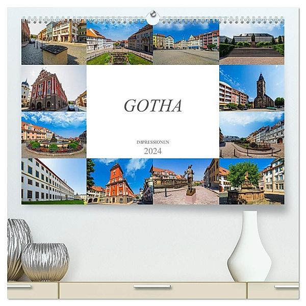 Gotha Impressionen (hochwertiger Premium Wandkalender 2024 DIN A2 quer), Kunstdruck in Hochglanz, Dirk Meutzner