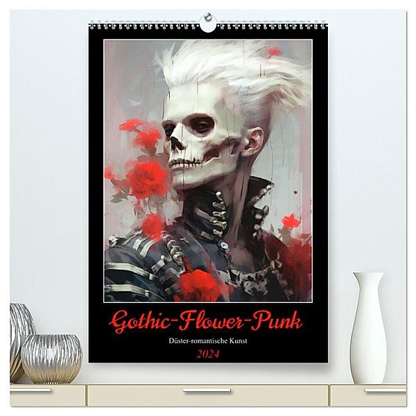 Gothic-Flower-Punk. Düster-romantische Kunst (hochwertiger Premium Wandkalender 2024 DIN A2 hoch), Kunstdruck in Hochglanz, Rose Hurley