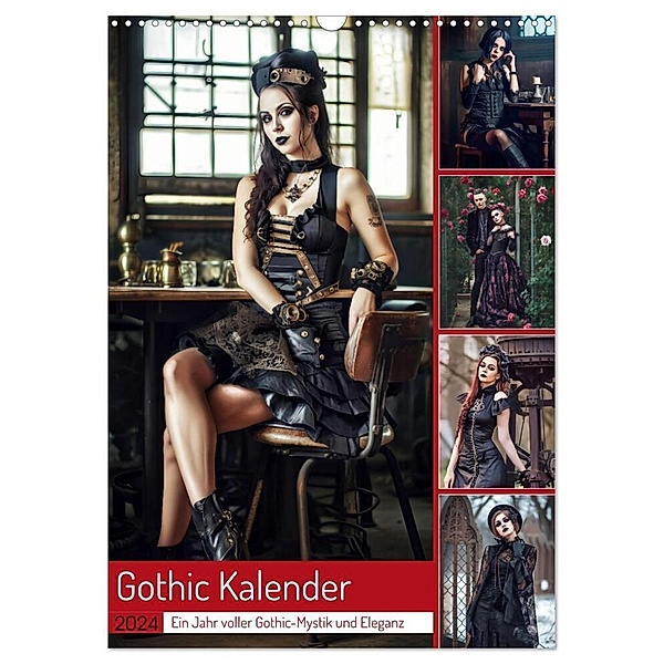 Gothic Kalender - Ein Jahr voller Gothic-Mystik und Eleganz (Wandkalender 2024 DIN A3 hoch), CALVENDO Monatskalender, Anja Frost
