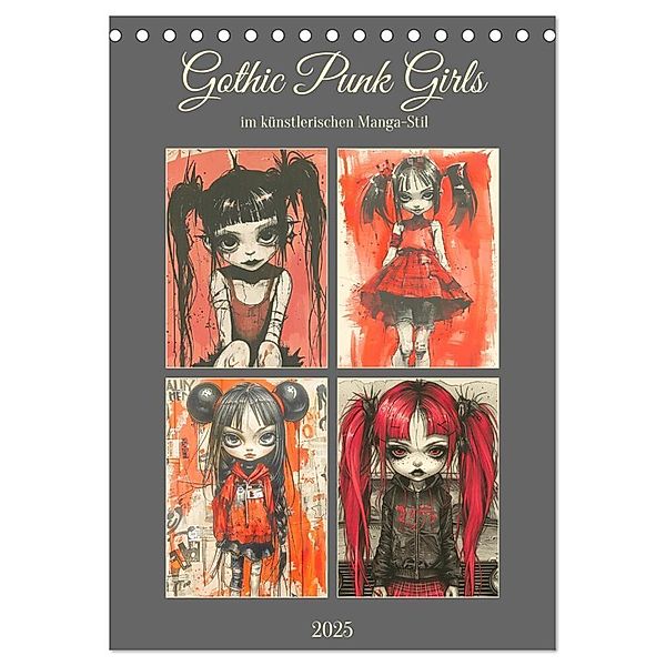 Gothic Punk Girls im künstlerischen Manga-Stil (Tischkalender 2025 DIN A5 hoch), CALVENDO Monatskalender, Calvendo, Rose Hurley