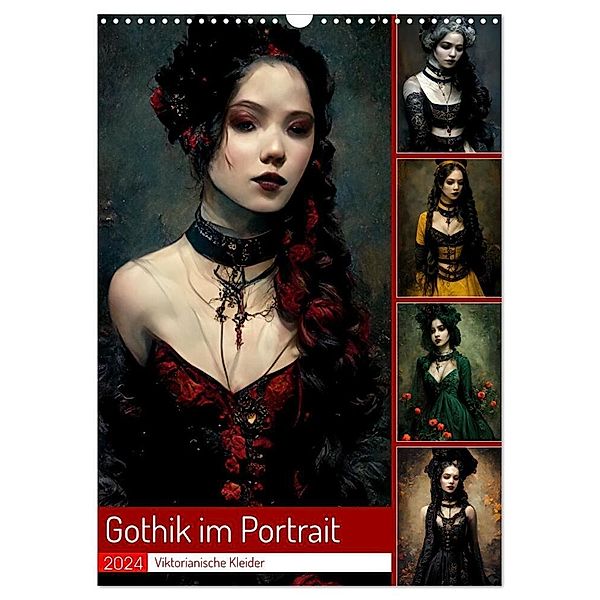 Gothik im Portrait - Viktorianische Kleider (Wandkalender 2024 DIN A3 hoch), CALVENDO Monatskalender, Anja Frost